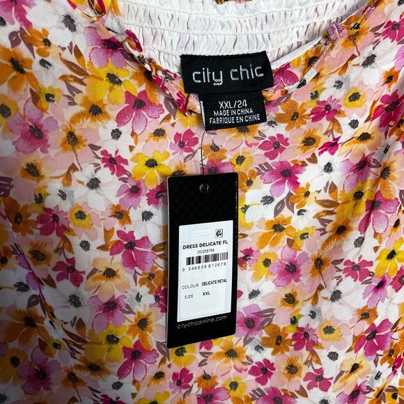 NWT CITY CHIC Trendy Plus Size Delicate Floral Midi Dress Size 24 summer - Picture 4 of 6